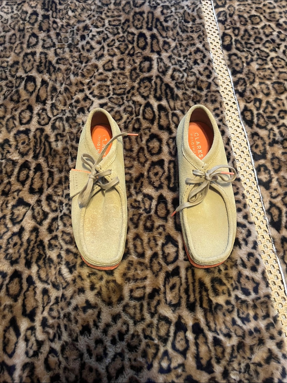 Clarks Kids Light Beige Suede Wallabee Lace Shoes